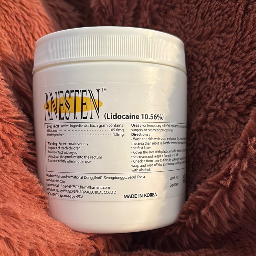 Lidocaine 10.5% Tattoo Numbing Cream